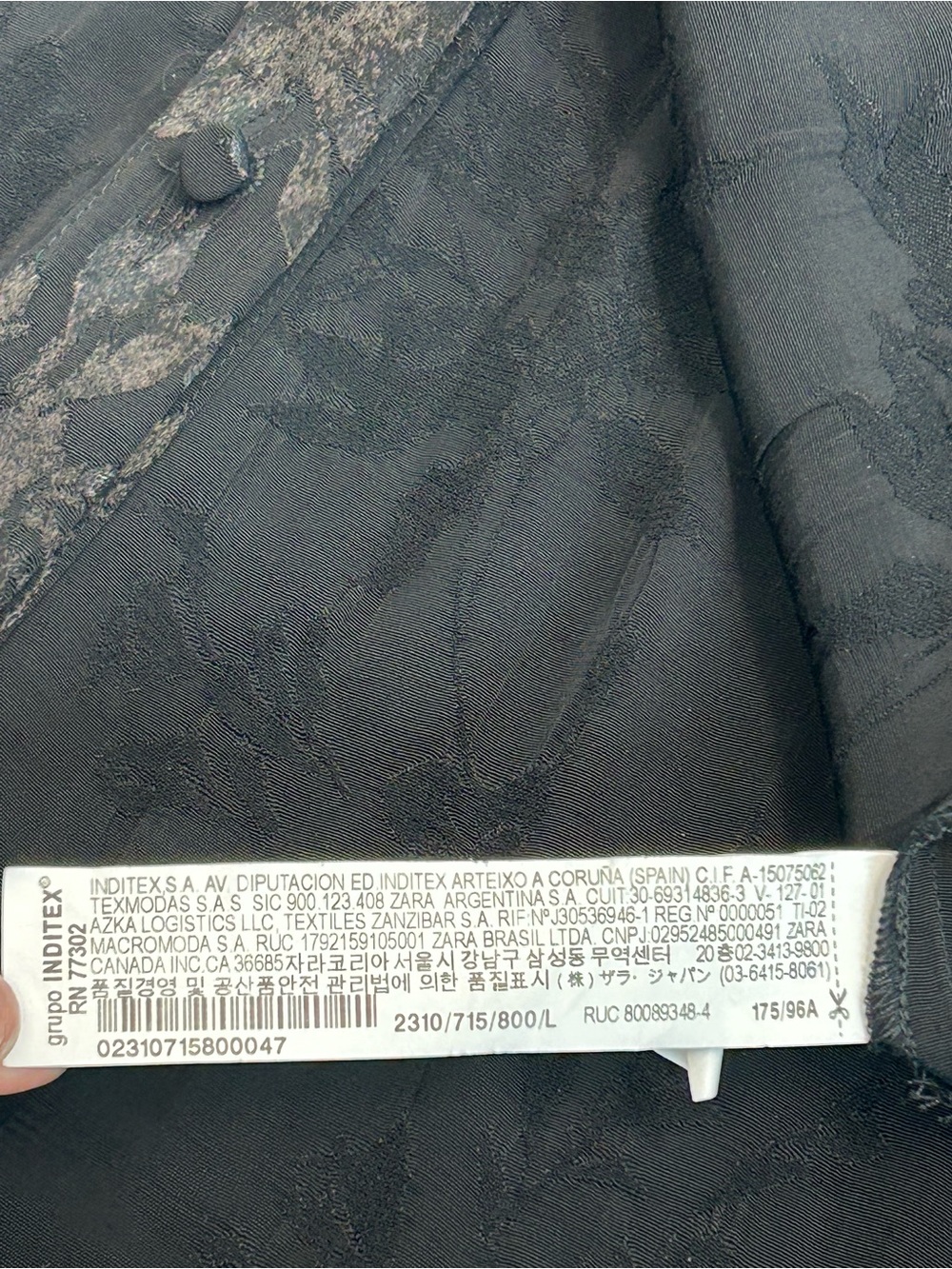 Zara black satin floral embroidered jacquard Brocade high-low blazer jacket Sz L - Picture 13 of 14